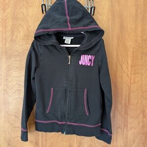 Juicy Couture Girls Black Hoodie with Pink Stitching